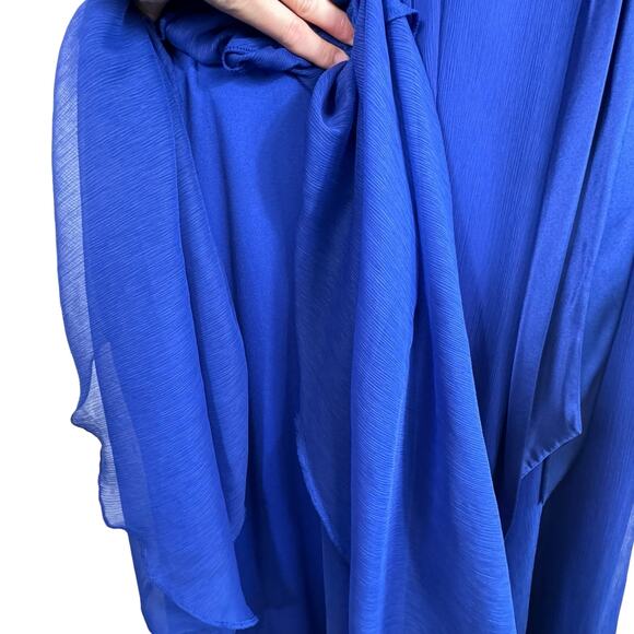 KM Collection By Milla Bell Royal Blue Flutter Sleeve Floor Length Dress Size 16 - Picture 6 of 10